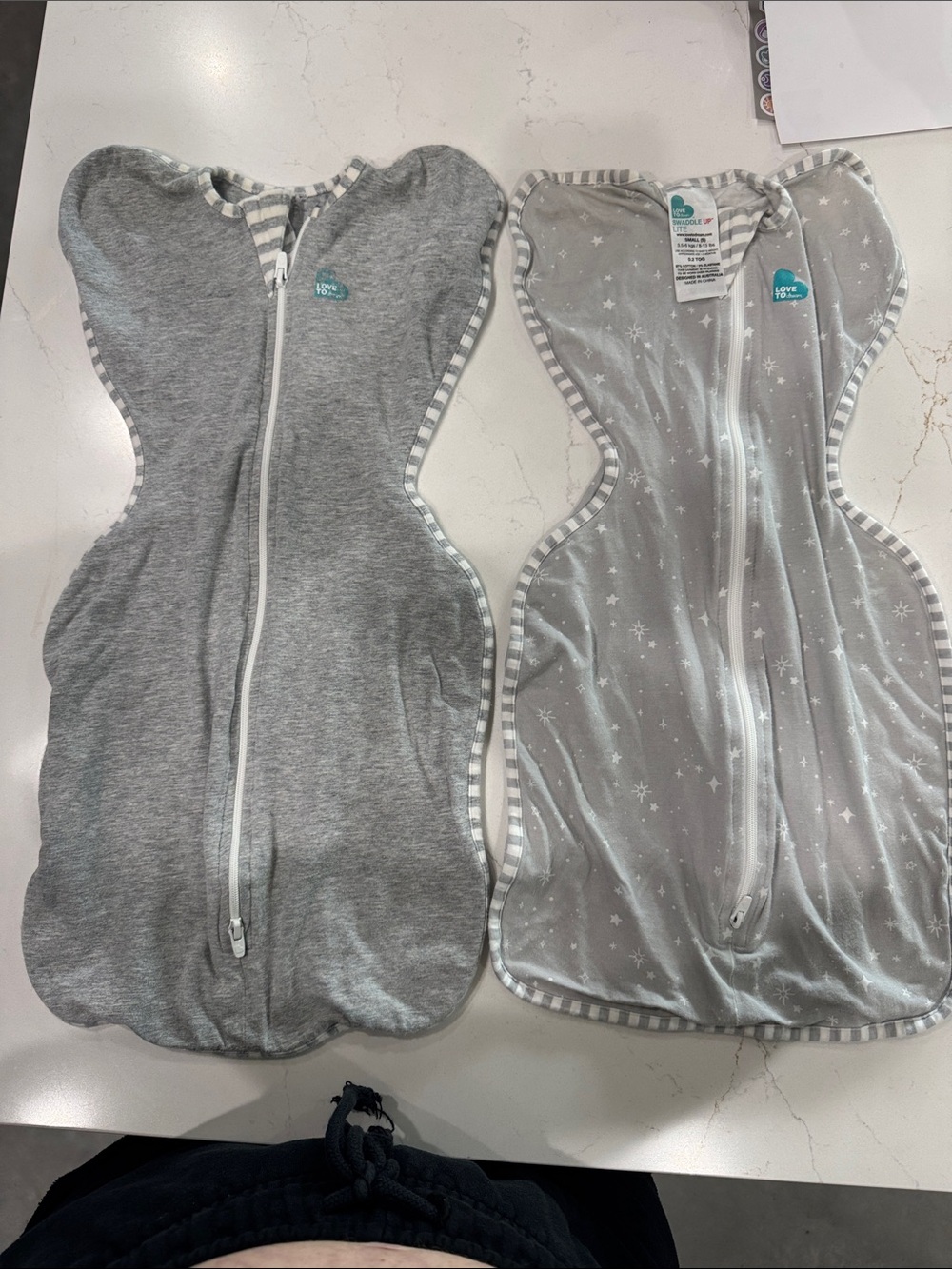 Love to dream Grey Twin Pack Zip Swaddle Bodysuits